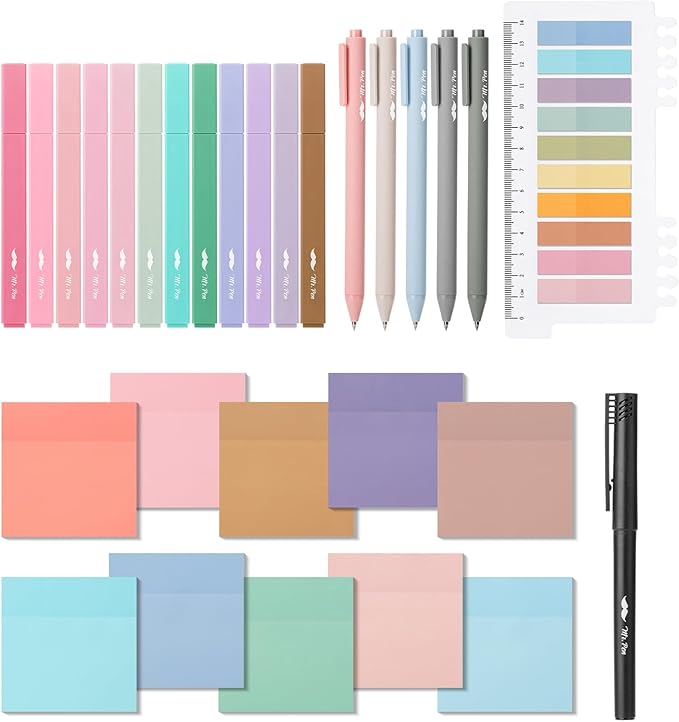 Mr. Pen- Aesthetic Book Annotation Kit, 38 pcs, Aesthetic Highlighters and Gel Pens, Transparent Sticky Notes, Transparent Sticky Tabs for Books, No Bleed Highlighters for Bible Pages No Bleed