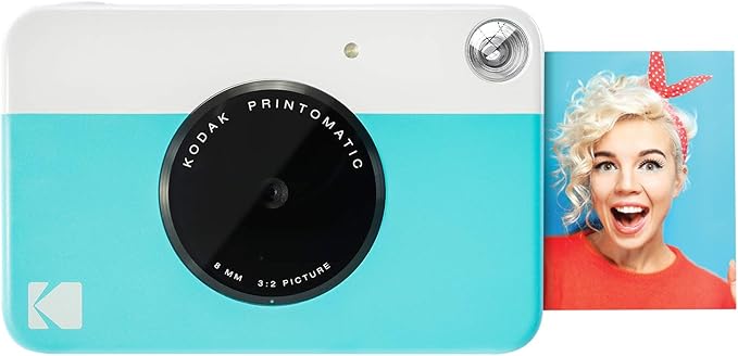 KODAK Printomatic Full-Color Instant Print Digital Camera - Colorful Photos On Zink 2x3" Sticky-Back Photo Paper - 5MP, Portable, Creative Fun Gift for Birthday, Christmas, Holiday - Blue