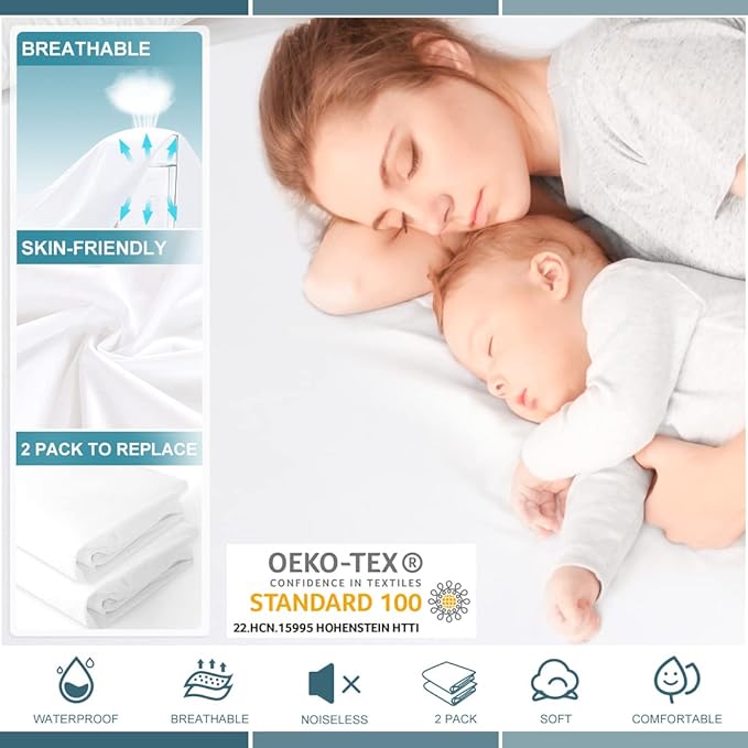 King Waterproof Mattress Protector Deep Pocket Mattress Cover, Soft Breathable Mattress Pad, Fitted Noiseless Waterproof Bed Cover Stretch to 25"
