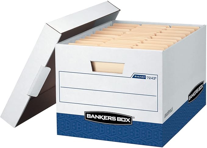 Fellowes Bankers Box 20-Pack R-Kive Heavy Duty File Storage Boxes with Lids, FastFold Assembly, Letter/Legal, (0724314)