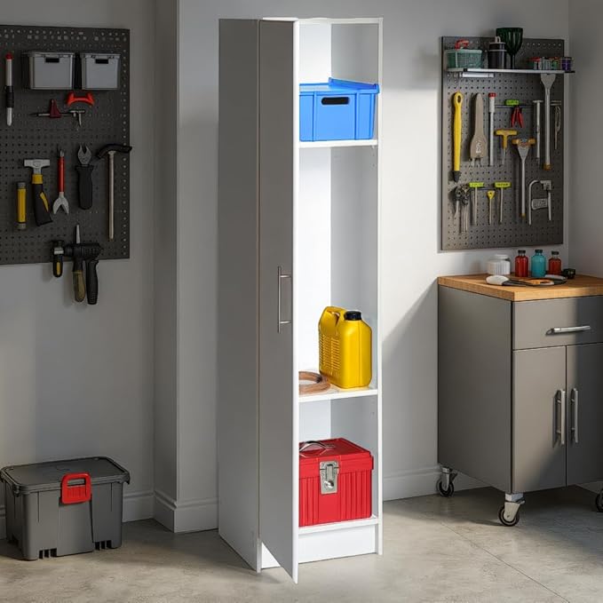 Prepac Elite 65 in. Engineered Wood Narrow Storage Cabinet in White