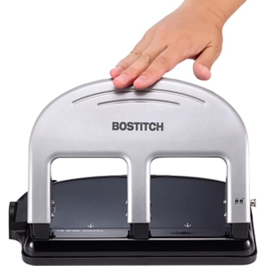 Bostitch Office PaperPro inPRESS 40 Reduced Effort 3-Hole Punch, 40 Sheets, Silver (2240)