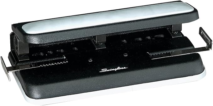 Swingline 2-7 Hole Punch, Adjustable, Heavy Duty Hole Puncher, Easy Touch, 32 Sheet Punch Capacity, Black/Gray (74300)