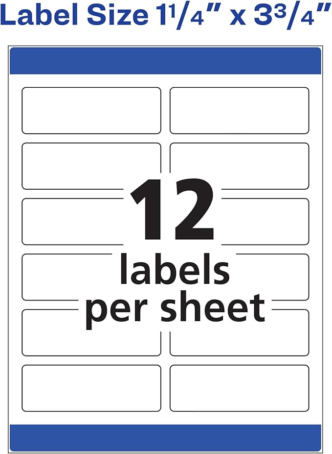 Avery Print-to-The-Edge Printable Address Labels, 1.25" x 3.75", Matte White, Sure Feed Technology, Laser & Inkjet Compatible, 300 Blank Labels, Great for Mailing, Branding, and More (6879)