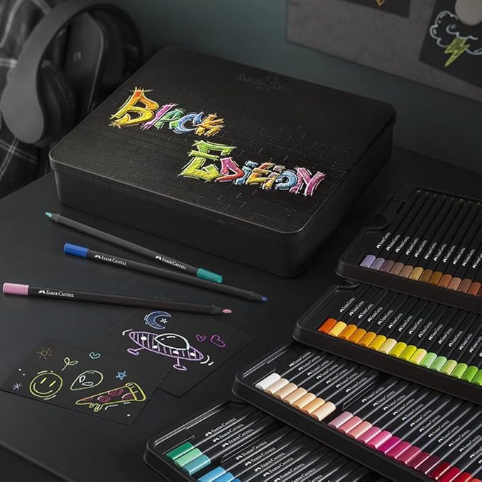 Faber-Castell Black Edition Colored Pencils, Classic 1 Count (Pack of 100)