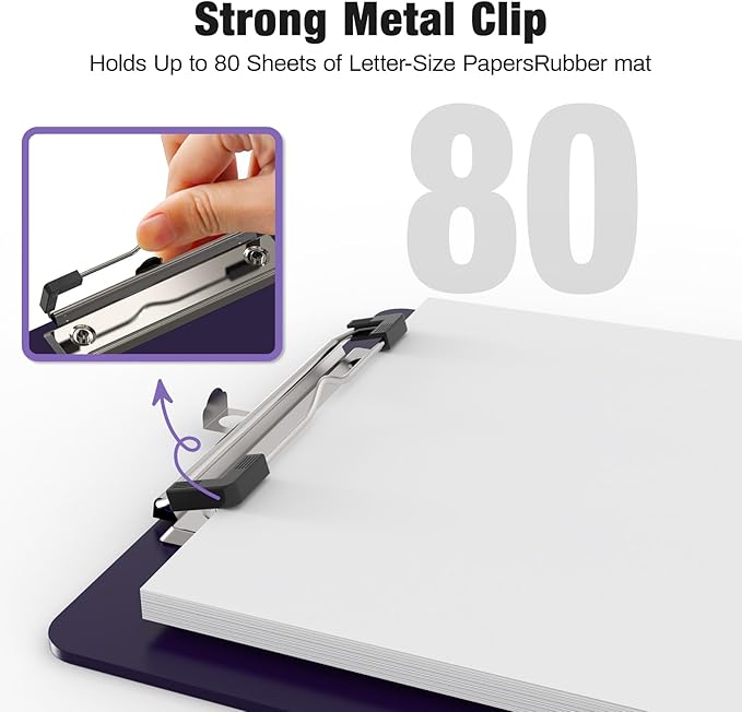 2 Pack Small Clipboards, A5 Plastic Mini Purple Clip Board for Classroom, Students, Kid, Size 6" x 9" with Low Profile Clip, Office & School Supply