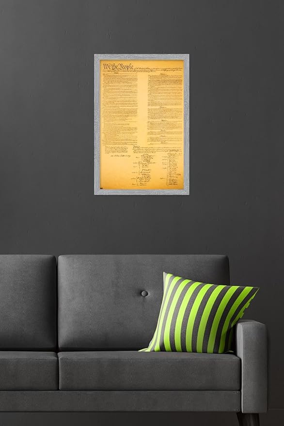 The Constitution Wall Poster, 22.4L" x 14.7W", Gray Framed Version