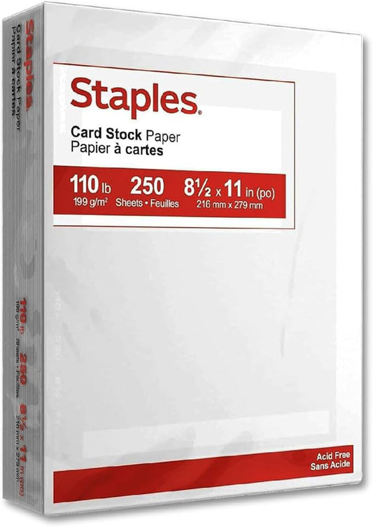 Staples Cardstock Paper, 8.5-Inch x 11-Inch Paper Size, Matte White, 110 lbs., For Office, School & Home