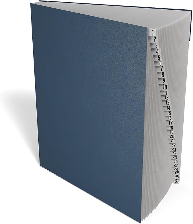 Staples Pressboard Indexed Desk File, Numerical Index 1–31, Blue, 2‑Pack – Desktop File Organizer for Office Documents