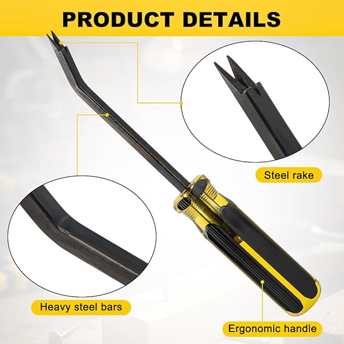 Industrial Staple Remover Heavy Duty Pro Kit - Double Pronged Tack Puller for Deep Embedded Staples, Anti-Slip Grip Handles for Carpets/Furniture/Floors