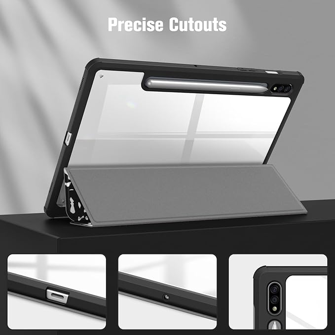Fintie Hybrid Slim Case for Samsung Galaxy Tab S8/Tab S7 11 Inch (Model SM-X700/X706/T870/T875/T878) with S Pen Holder, Shockproof Cover with Clear Transparent Back Shell, Composition
