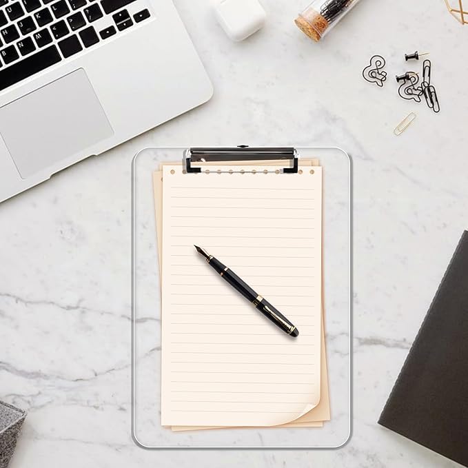 Plastic Clipboards Set of 30, A4 Acrylic Clear Board 8.5x11 for Classroom, Students, Transparent Letter Size 9" x 12.5" with Low Profile Clip, Office & School Supply