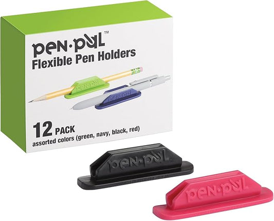 Tops Pen Pal Pen Holders, Flexible Pen Holder, Writing Tool Organizer, Office and Teacher Supplies, Sticks to Clipboards, Asst Colors, 12 Pack (1009285)