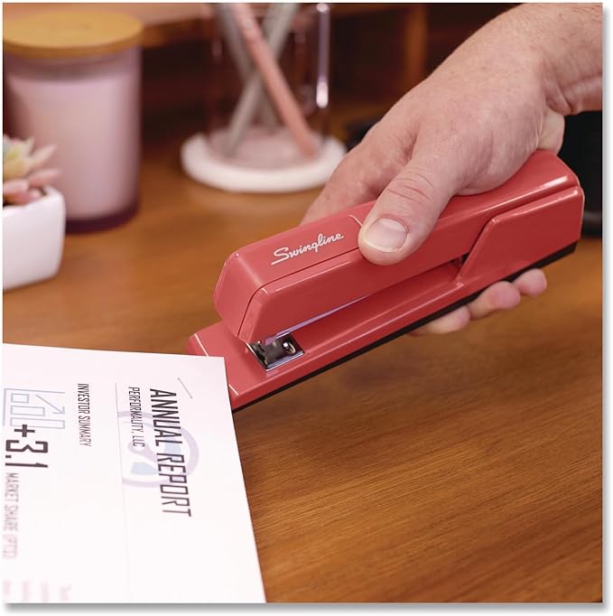 Swingline 747 Classic Full Strip Stapler, 20-Sheet Capacity, Lipstick Red