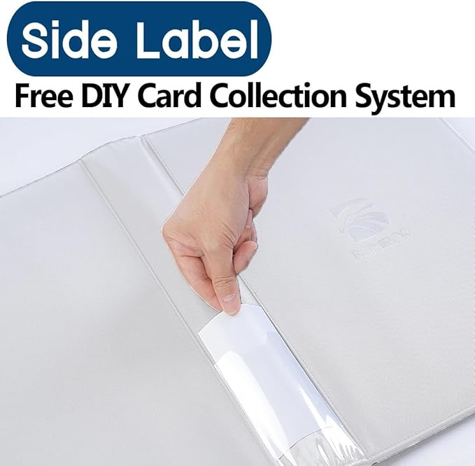 16 Pocket Trading Card Binder,Zipper Card Holder Album Holds up to 1408 Cards with 44 Sleeves, Label Design，Card Collection Binder for TCG Card/Game Cards/Sports Card -White