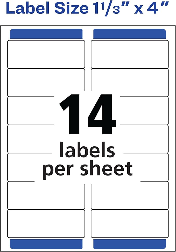 Avery Mailing Address Labels, Laser Printers, 1,400 Labels, 1-1/3 x 4, Permanent Adhesive, 5 Packs (5162)