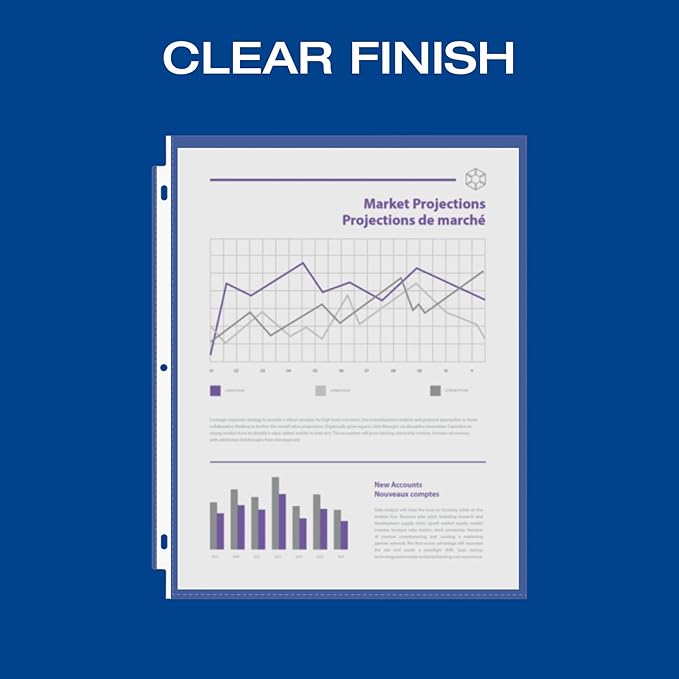 Oxford Sheet Protectors,Clear Finish,Page Protectors for 3 Ring Binder,Top Load,Letter Size Plastic Sleeves,Reinforced 3 Hole Punch for Binders, (33268),(Pack of 1000)