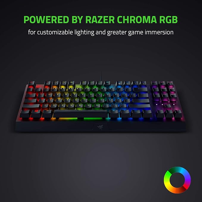 Razer BlackWidow V3 TKL Mechanical Gaming Keyboard: Yellow Mechanical Switches Linear & Silent - Chroma RGB - Compact Form Factor - Programmable Macros Snap Tap