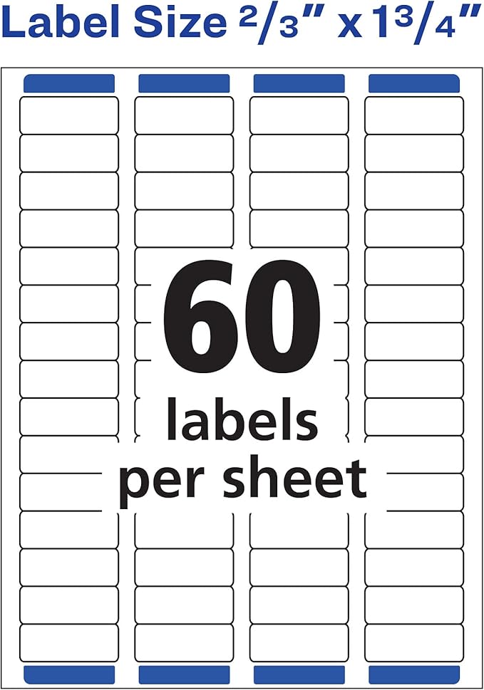 Avery Return Address Labels, Laser Printers, 1,500 Labels, 2/3 x 1-3/4, Permanent Adhesive, 5 Packs (5195)
