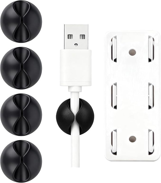 Ortarco Cord Cable Organizer Clips, 4 Pack Charging Wire Cable Holder With Power Strip Holder for Desk Nightstand Phone