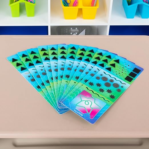 Really Good Stuff 12PK Sensory Deluxe Plastic Desktop Reference Nameplate with 19 Textured Shapes, Cut-Out Squiggles, and a Removable Sensory Design to take on The go
