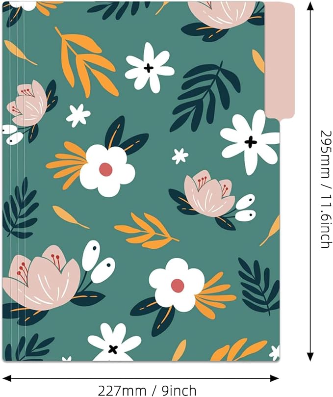 EOOUT 18 Pack Decorative File Folders Floral Folders Cute File Folder, Letter Size Colored File Folders,1/3-Cut Tabs, 9.6 x 11.6 Inches, for Office, School, Home