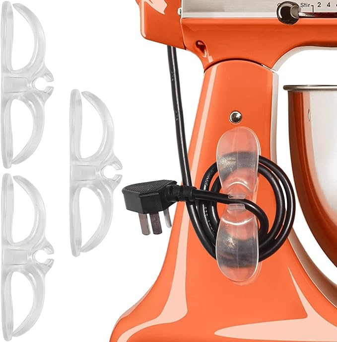 Cord Organizer for Kitchen Appliances - Clear Cable Wrapper Holder Winder Keeper Wrap, Stick On Mixer