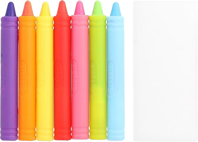 Crayola Bathtub Crayons 7 Pack + Eraser, Washable Tub Coloring Kit & Easy Cleanup Eraser, Firefly Red, Sky Blue & More Favorites, Gift for Creative Kids