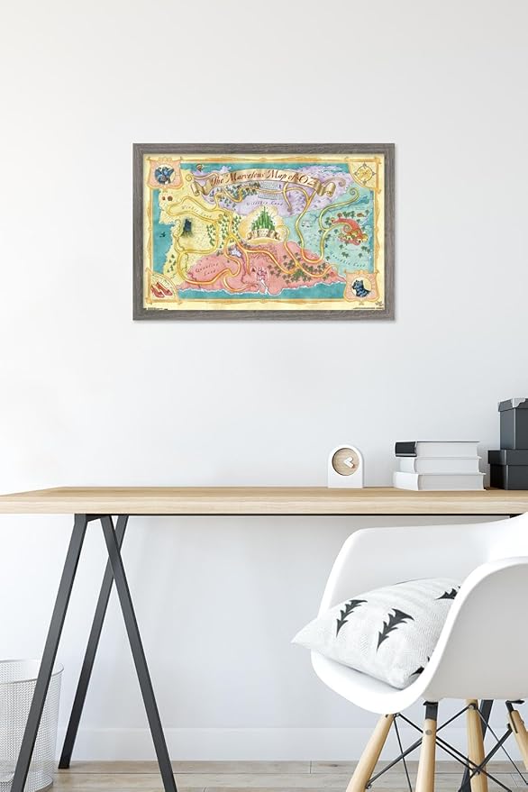 The Wizard Of Oz - Map Wall Poster, 22.4L" x 14.7W", Barnwood Framed Version