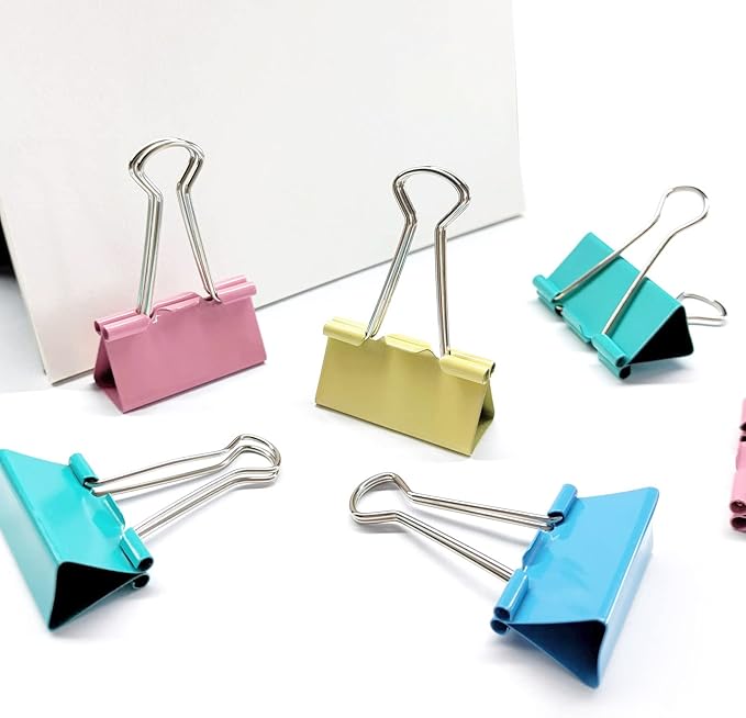 Large Binder Clips, 1.6 inch, 24 Pack, Colored Binder Clips, Paper Clamps Large Size for Office Supplies, 4 Vibrant Colors