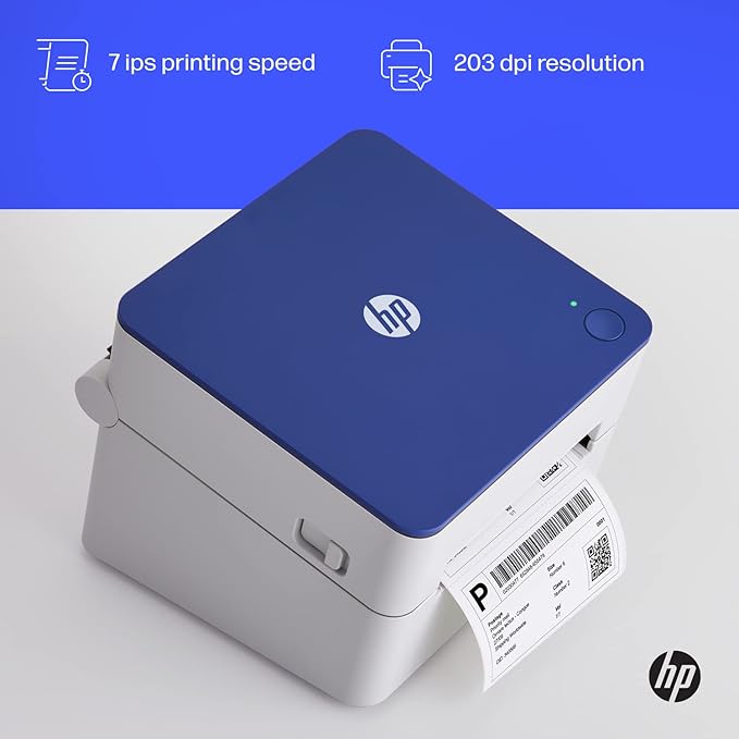 HP Shipping Label Printer, 4x6 Commercial Grade Direct Thermal, Compact & Easy-to-use, High-Speed 203 DPI, Barcode Printer, Compatible with Amazon, UPS, Shopify, Etsy, Ebay, ShipStation & More