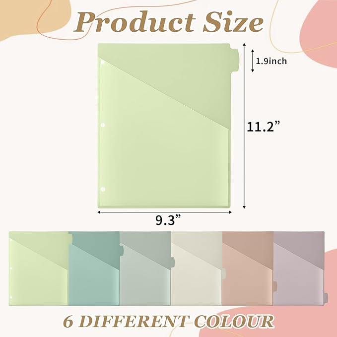 Epakh 24 Pcs Binder Dividers for 3 Rings Binders Index Dividers with Two Clear Pockets Plastics Sheets Protectors with Tab Labels for School Office Organization (Morandi)