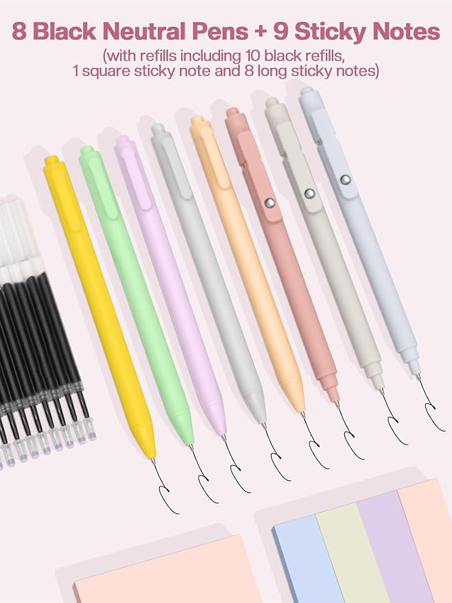 51 PCS Aesthetic School Supplies with Cute Pencil Case, 12 Pastel Highlighters, 8 Quick Dry Retractable Black Ink Pens, 6 Pastel Mechanical Pencil Student Stationary Bible Study Supplies (Pink)