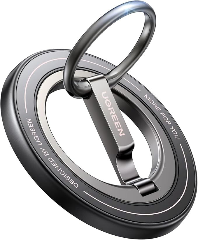 UGREEN Magnetic Phone Grip Ring Holder for MagSafe - 360°Rotating Phone Grip Stand, Dual-Sided Magnetic Cell Phone Finger Ring Kickstand Compatible with iPhone 17/16/15/14/13/12 Pro Max Air