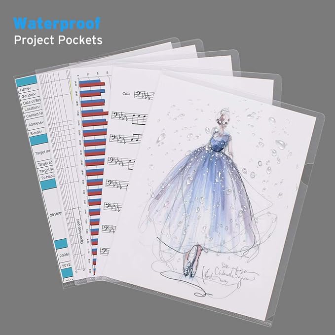 Sooez 25 Pack Clear Document Folder Project Pockets, Plastic File Folders Letter Size, Clear Sleeves for Paper Protector 8.5 x 11, Presentation Folders Report Covers