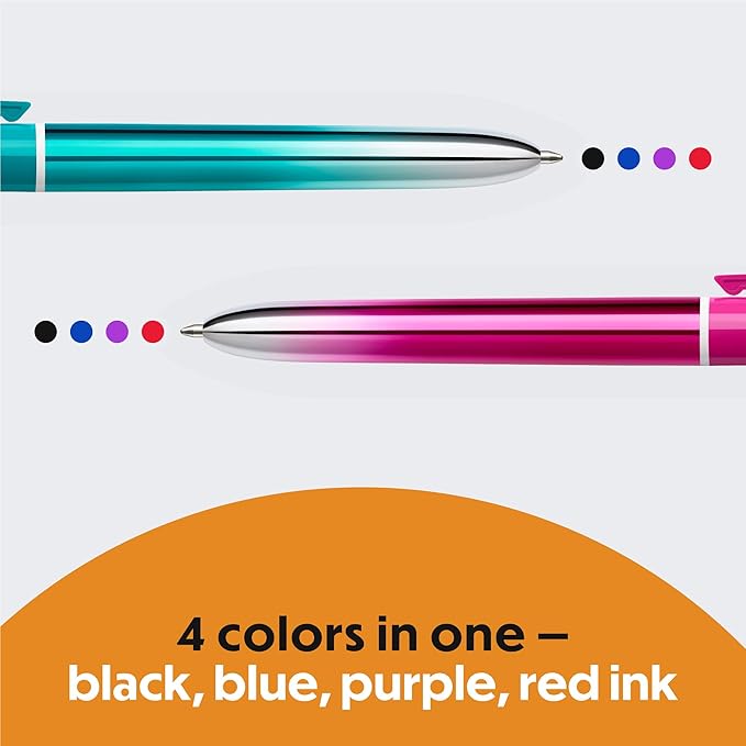 BIC 4-Color Smooth Gradient Retractable Ballpoint Pen with 1.0 mm Point, 12-Count in Assorted Ink Colors