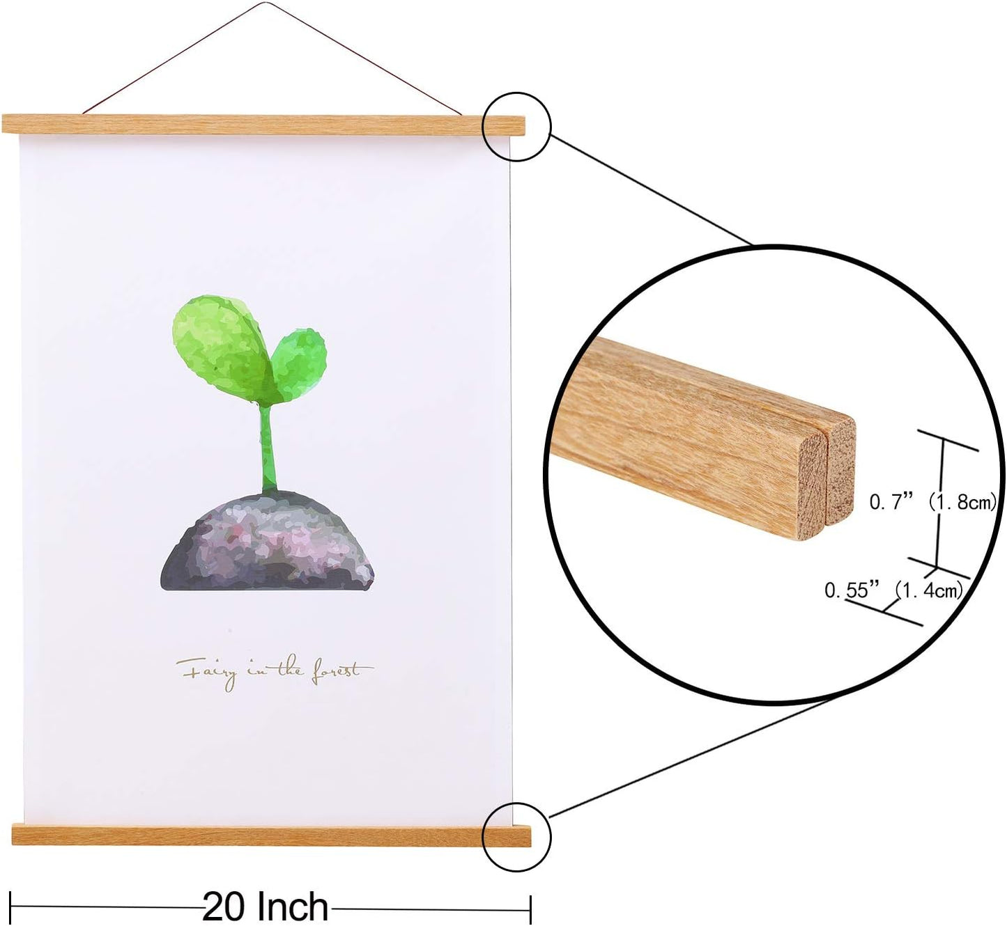 FALAMON Magnetic Poster Hanger Frame, 20x20 20x24 20x28 20x30 Teak Wood Magnet Poster Frame for Posters, Prints, Photos, Pictures, Maps, Scrolls, and Canvas Artwork
