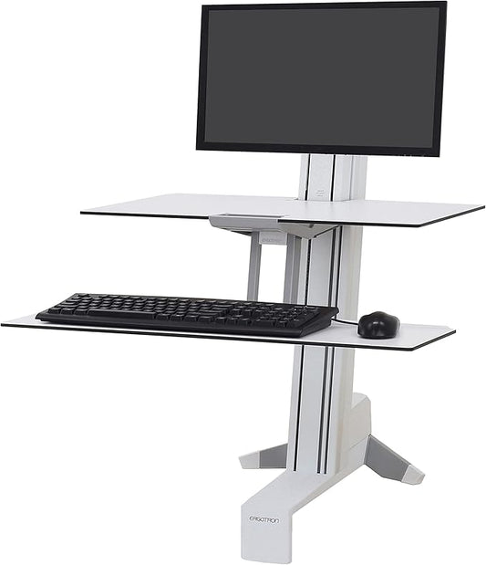 Ergotron – WorkFit-S LD Single Monitor Standing Desk Converter, Sit-Stand Workstation for Tabletops – 6 to 16 lbs, White