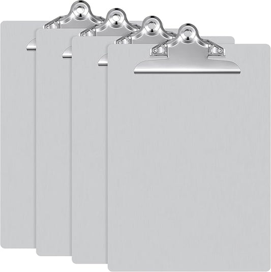 Mimorou 4 Pcs Metal Clipboard Heavy Duty Aluminum Clipboards 12 x 9 Inch Metal Clip Board with Low Profile Clip A4 Letter Size Document Holder for Office School Medical Jobsite Laboratory