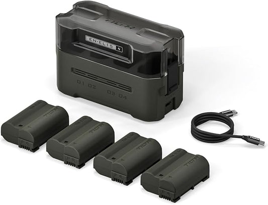 Tilta LP-E6P Battery Charging Kit with 4 USB-C Rechargeable Batteries – Compatible with Canon EOS R5 Mark II, R6 Mark II, R7, R6, R5, R, 5D IV, 6D, 7D II, 90D, 80D, 70D, 60D, 60Da – Green