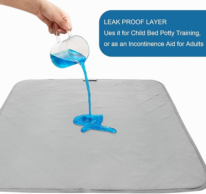 Waterproof Chair Pads for Incontinence Washable 22'' x 21'', 4 Pack Absorbent Seat Protector Underpads for Adults, Elderly, Kids, Toddler and Pets, Grey and Navy