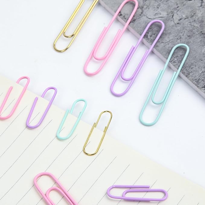 Cute Paper Clips Binder Clips Combo Set, Assorted Size Paper Clips for Office, Cute Office Supplies Set,