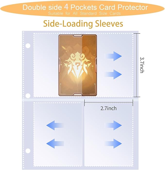 4-Pocket Trading Card Binder – 160 Card Capacity, Fixed Pages, Side-Loading Sleeves for Game Cards, Sports, Business & Coupon Cards – Blue