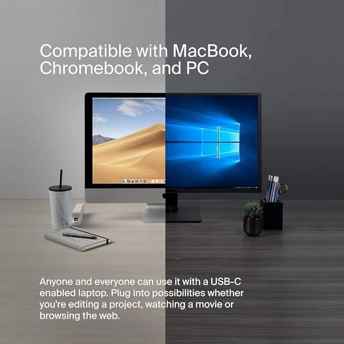 Belkin 7-in-1 USB-C Hub, Multiport Adapter Dongle with 4K 60Hz HDMI, 100W Power Delivery, 2.5Gb, 2 USB A Ports, SD and MicroSD Slot for MacBook Pro 14 and 16, iPad Pro 12.9 & 11, XPS, Surface and More