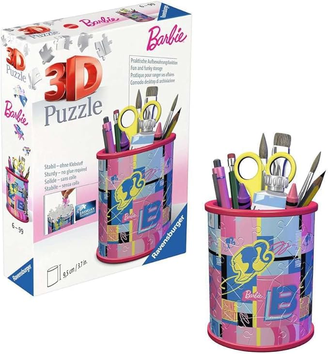 Ravensburger 3D Puzzle Utensilo Barbie 11585 Pen Holder for Barbie Fans from 6 Years, Desk Organiser for Adults and Children