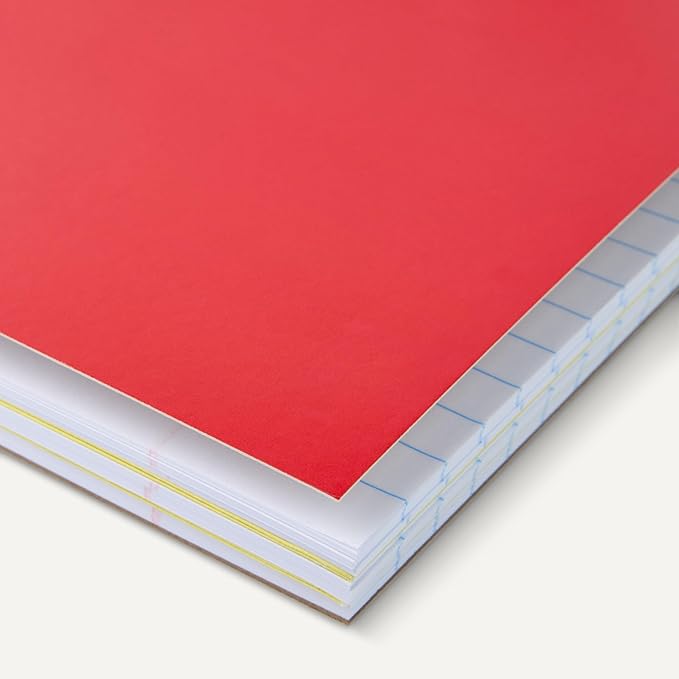 Amazon Basics Wide Ruled Spiral Notebook, 3-Subject with Pocket Divider, 150 Sheets, 8''x10.5'', Assorted Primary Colors, 3 pack