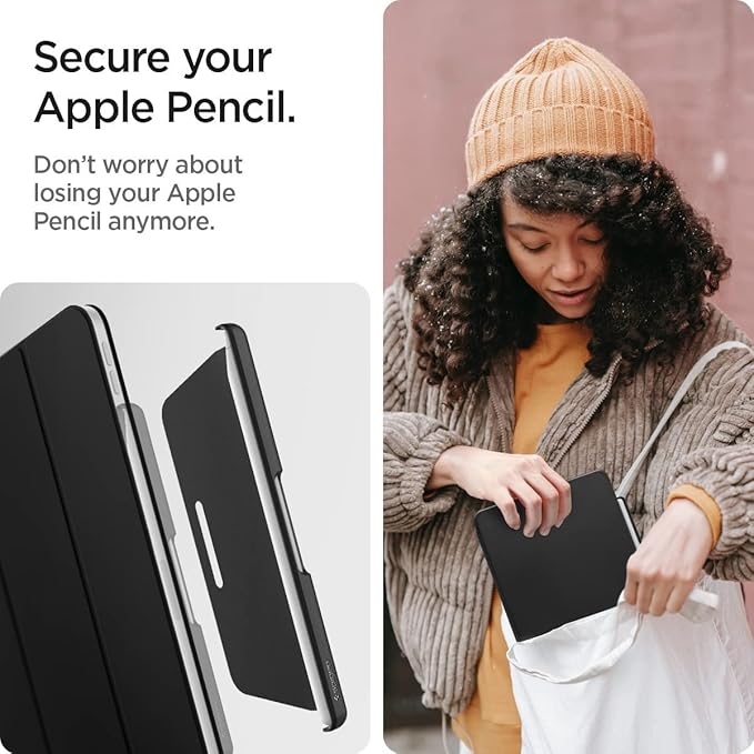 Spigen for Apple Pencil Pro Holder, 2nd Gen, Lenovo Yoga Pen, Galaxy S Pen, Compatible with Magic Keyboard, Smart Keyboard, Smart Folio, Remarkable 2 and Other Magnetic iPad Cases, Black