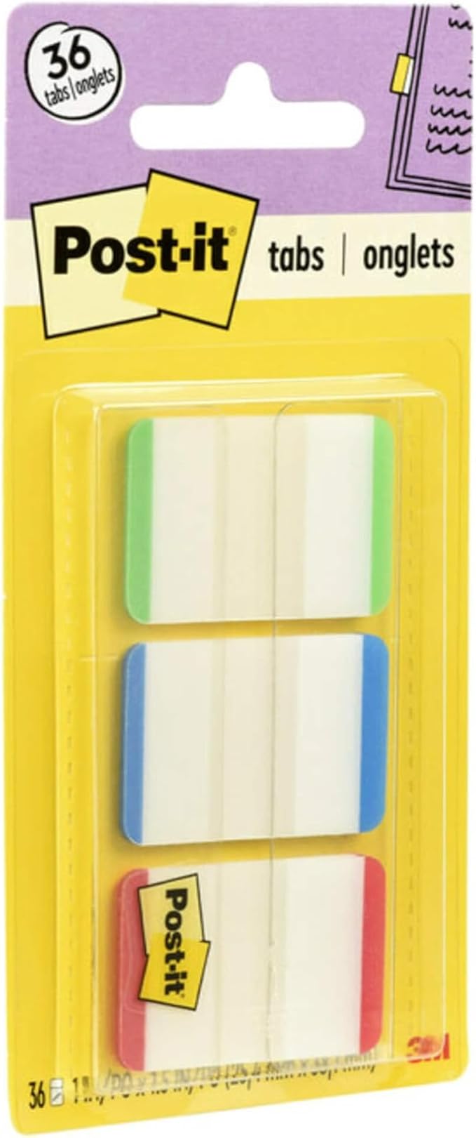 Post-it Tabs with On-The-Go Dispenser, 1-Inch Lined, Green, Blue, and Red, 12-Tabs/Color, 108 tabs/Dispenser