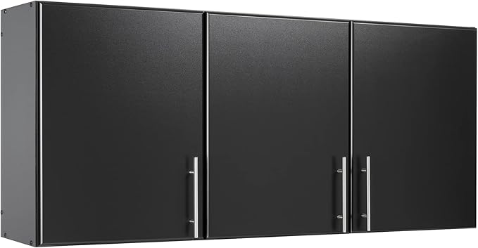 Prepac Elite 54" Wall Cabinet, Black Storage Cabinet, Bathroom Cabinet, Pantry Cabinet with 2 Adjustable Shelves 12" D x 54" W x 24" H