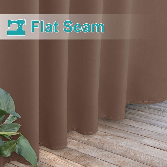 NICETOWN Porch Curtain Outdoor Waterproof for Patio, Self-Stick Tab Top Blackout Indoor Outdoor Divider Vertical Blinds Keep Privacy for Pergola/Patio, 1 Pack, W52 by L84 inches, Tan